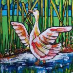 Gans in vijver
